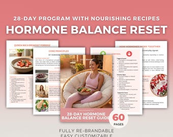Hormone Balance Reset Guide Canva Template 28 Day Plan Health Coach PLR