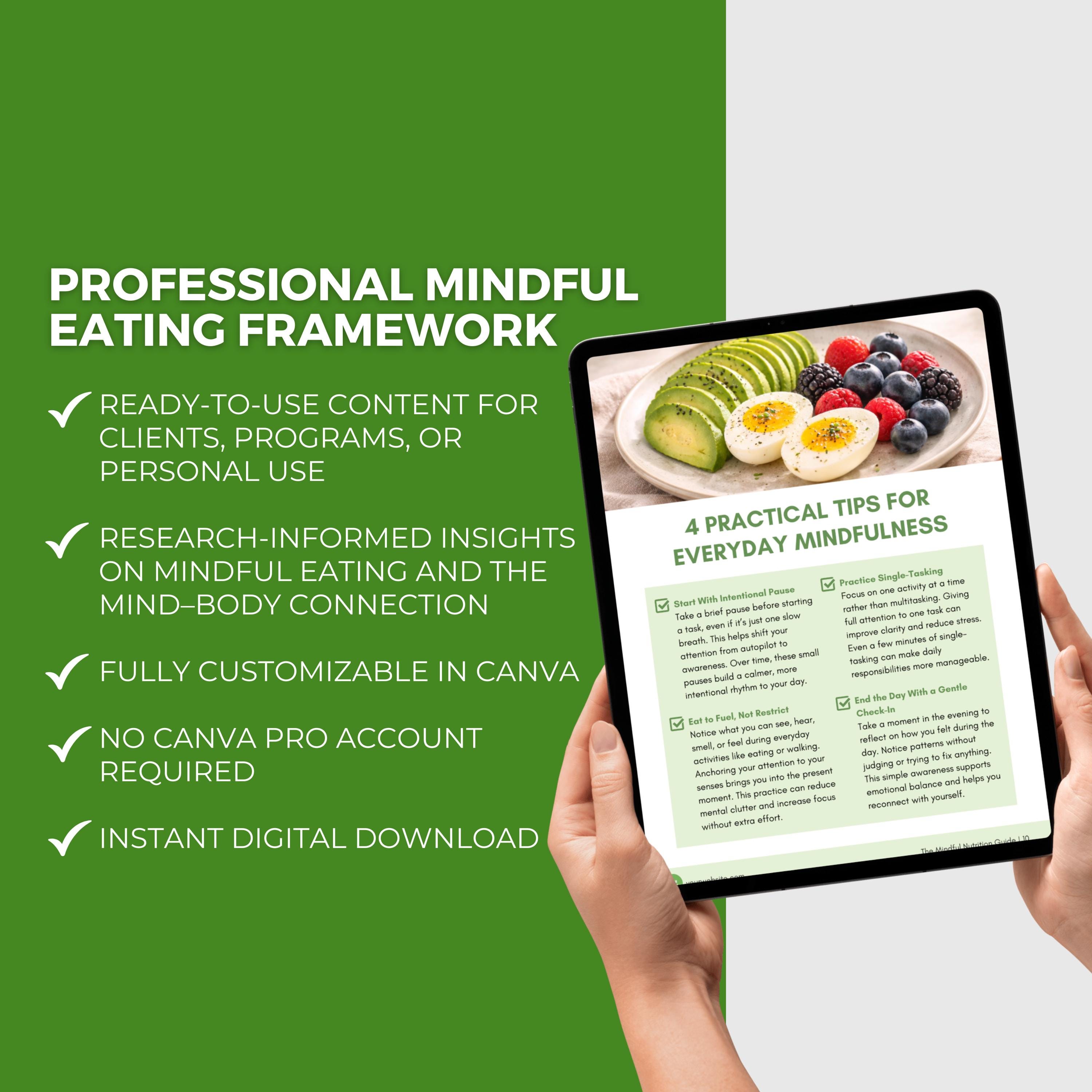 Mindful Nutrition Guide Canva Template With Intuitive Eating Cards ...