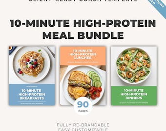 10-Minuten-Protein-Mahlzeitenpaket, Canva-Vorlage, 7-Tage-Plan, Rezepte, PLR für Gesundheitscoaches