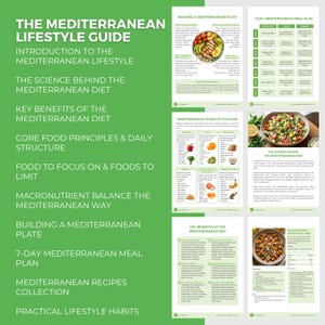 Paquete de dieta mediterránea / Plantilla editable de Canva, guía nutricional, plan de comidas, recetas saludables, coach de salud imagen 6