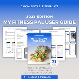 MyFitnessPal Guide 2025: Editable Canva Template for Nutritionists & Health Coaches, Calorie and Macro Tracking