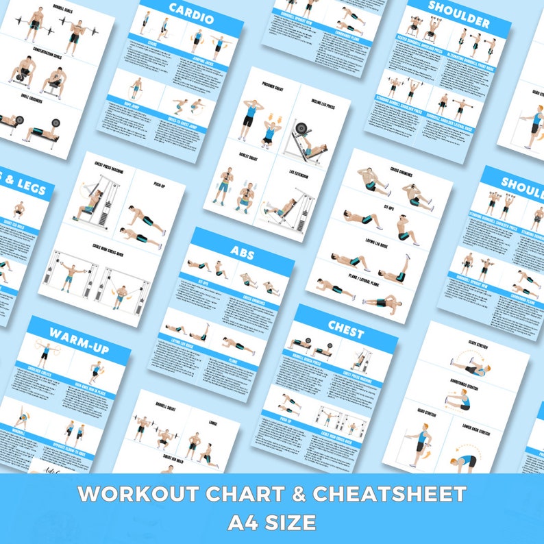 Editable Workout Exercise Chart & Cheat Sheet A4 Canva Health Coaching ...