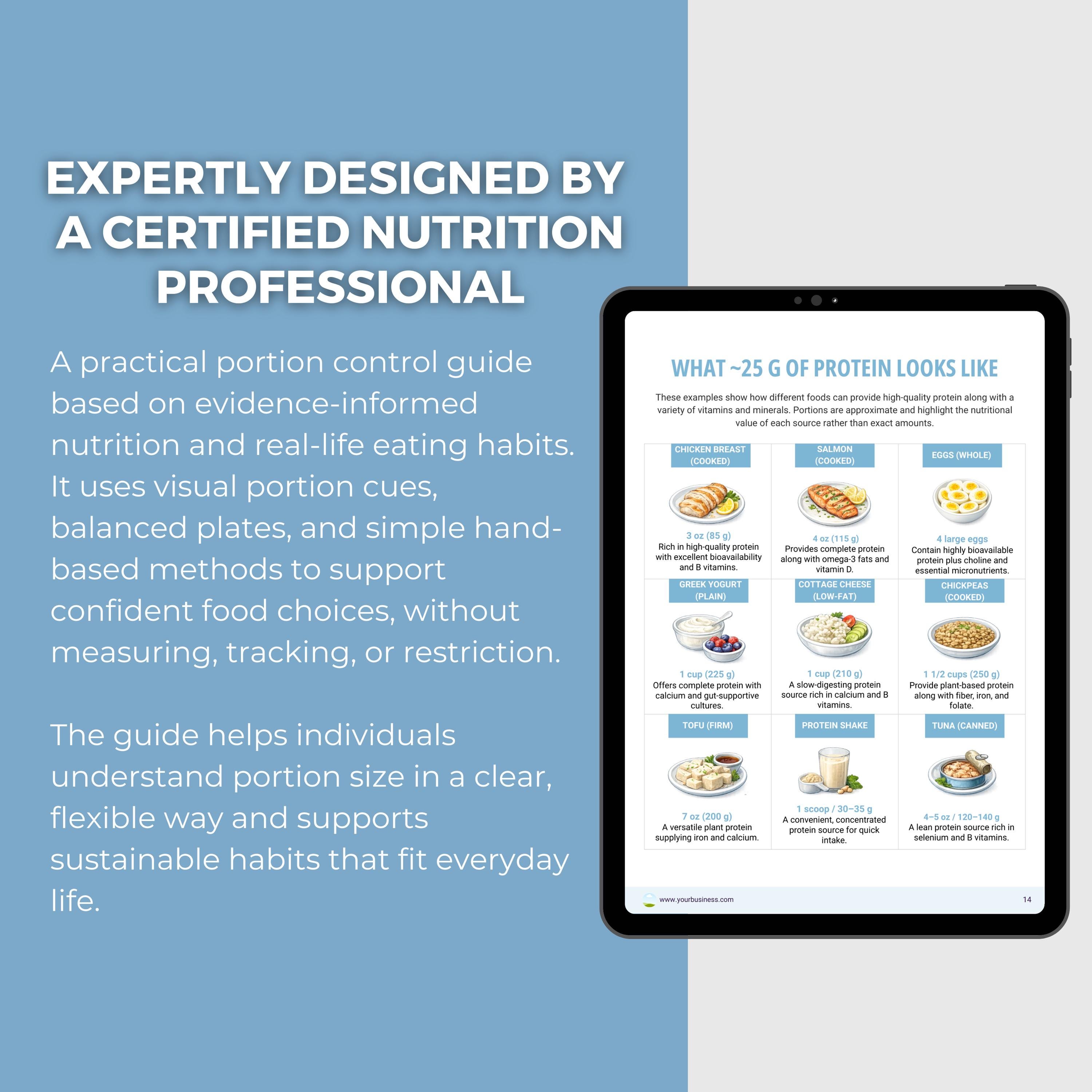 Portion Control Guide.pdf Easy Portion Control Guide | Editable Canva Template | Nutrition Cheat ...