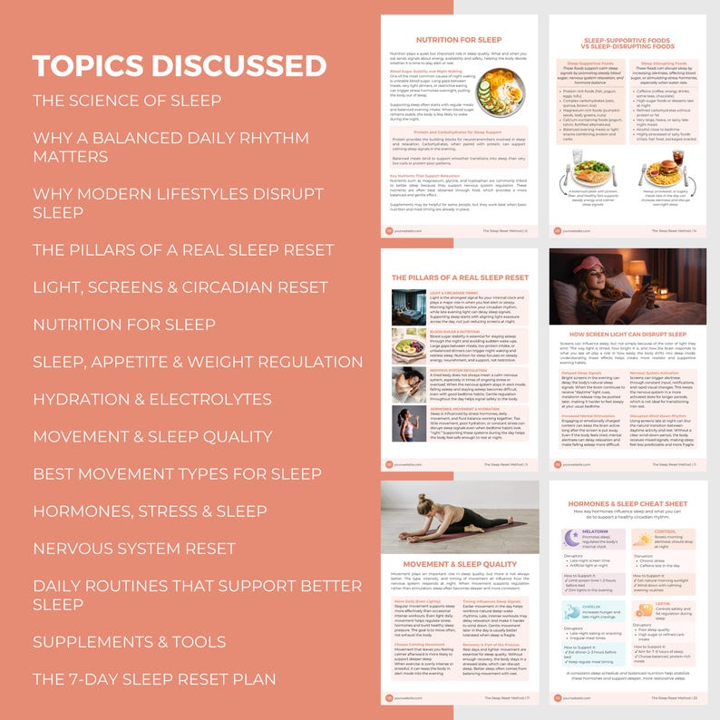 Sleep Reset Guide Canva Template | 7 Day Plan, Hormone Balance ...