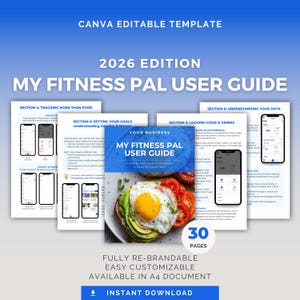 MyFitnessPal Guide 2026 – Nutrition & Calorie Tracking Canva Template (PLR)