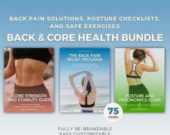 Healthy Back & Core Coaching Toolkit Bundle: Editable Canva Template for Health and Fitness Coaches