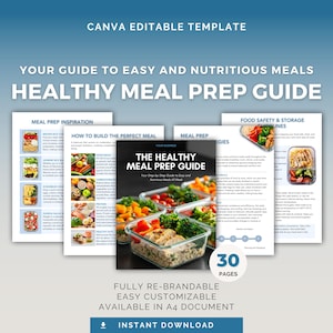 Meal Prep Ratgeber | Bearbeitbare Canva Vorlage | Ernährung & Kalorie Tracking | Sofort Download, DFY PLR