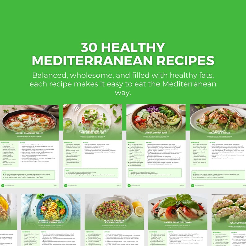 Paquete de dieta mediterránea / Plantilla editable de Canva, guía nutricional, plan de comidas, recetas saludables, coach de salud imagen 8