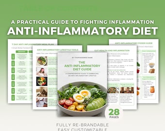 Anti-Inflammatory Diet Guide Canva Template with 7 Day Meal Plan Health Coach PLR