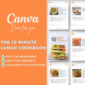Editable Canva Template The 10 Minute Lunch Cookbook Ebook Quick Healthy Recipes Nutrition Health Coach Weightloss Low-calorie High-Protein