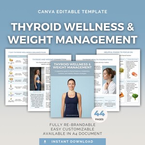 Thyroid Wellness and Weight Management | Editable Canva Template, Healthy Recipes, Nutrition Guide Health Coach