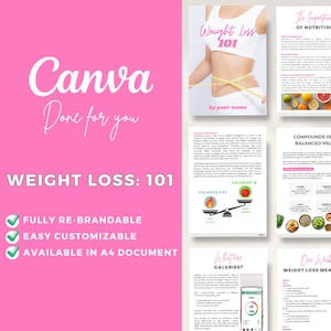 Editable Canva Weight Loss 101 Guide | Diet | Effective Weight Loss | Health Coach | Nutrition and Diet Tips | Meal Plan | Workout Routine