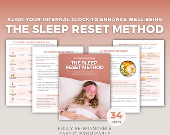 Sleep Reset Guide Canva Template | 7 Day Plan, Hormone Balance, Wellness Coach PLR
