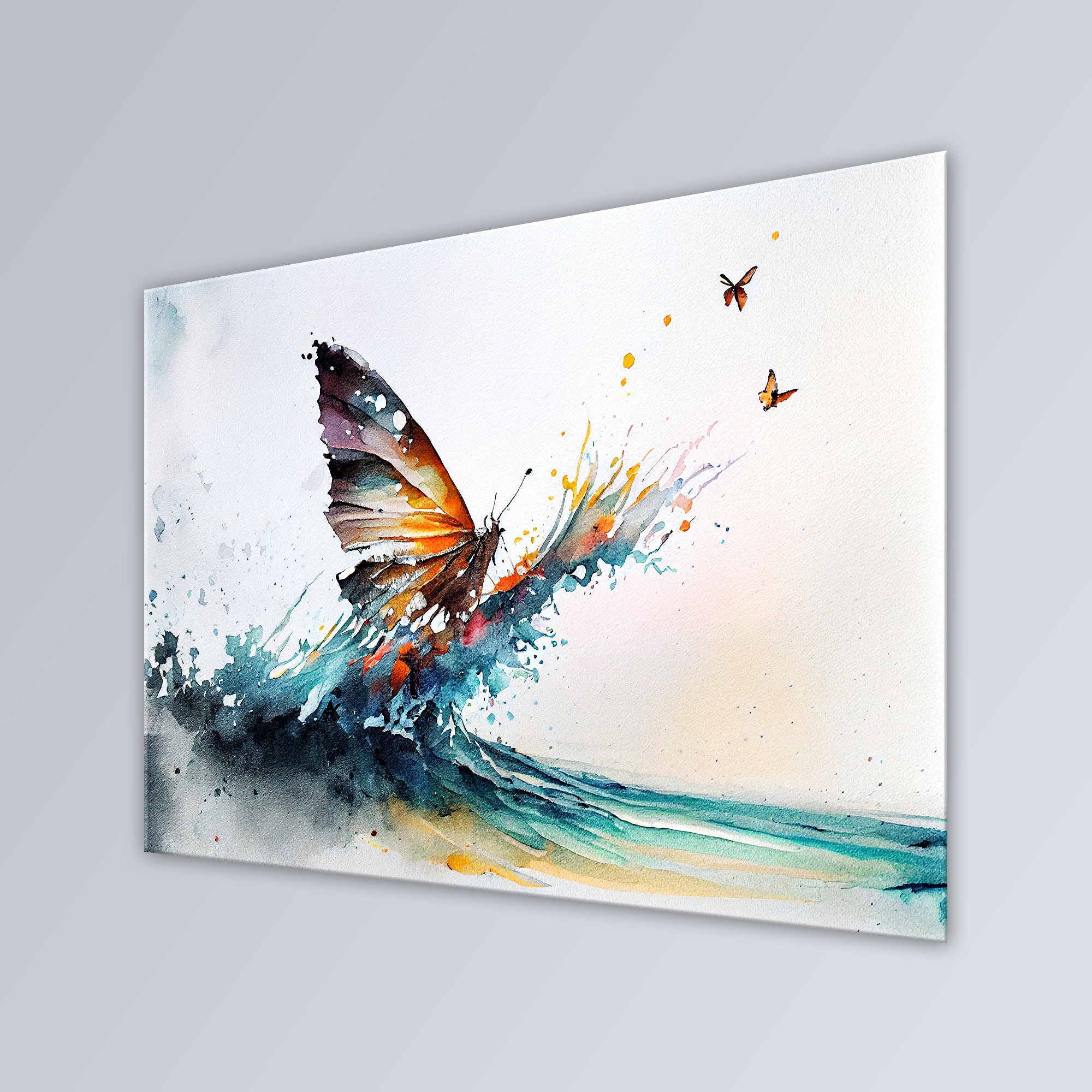 Ocean Wall Art With Butterfly Over the Waves. Butterflies and