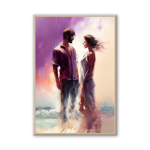 Loving Couple in Oil Paints. Romantic Lovers Painting, Lovers
