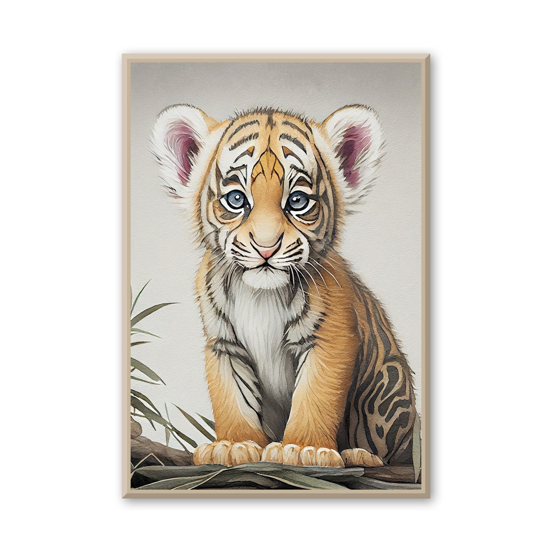 Baby Tiger Nursery Wall Art. Safari Baby Animal Painting. Downloadable
