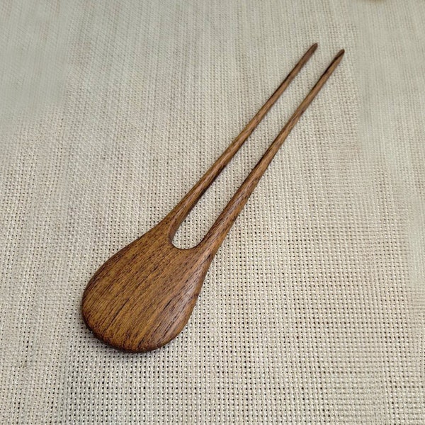 Wooden Hair Fork, Handmade Mahogany Wood, Elegant Hair Stick, Natural Hair Needle