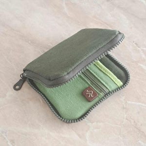 Handmade Canvas Wallet – Olive & Sage Green – Gentle Nature-Inspired Design