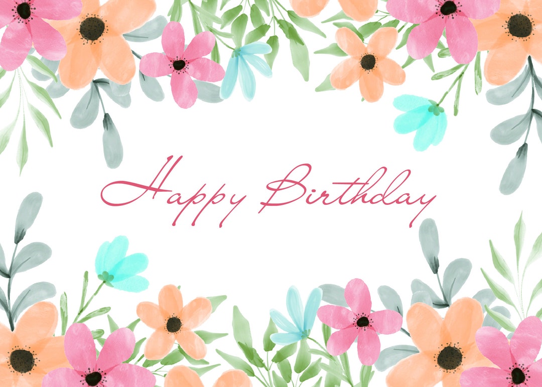 Birthday Card for Her Instant Download Trendy Flowers Patterns - Etsy