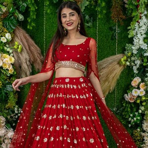 Red Soft Net Sequins Zari Embroidered Ready to Wear Lehenga Choli Women Designer Party Wear Ghagra Choli Indian Wedding Wear Lahenga Choli