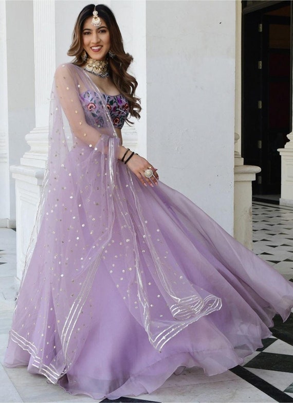 Lilac Lavender Lehenga Choli: Indian Wedding Guest Wear Lilac Lavender Lehenga Choli: Indian Wedding Guest Wear