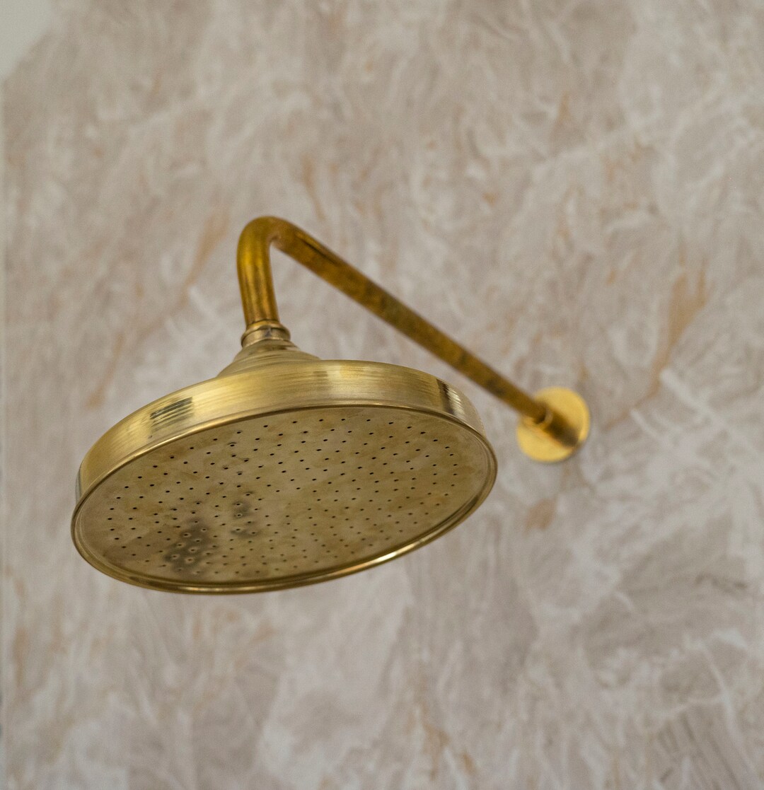 Natural Brass Shower Head Solid Brass Shower Head Outdoor Etsy
