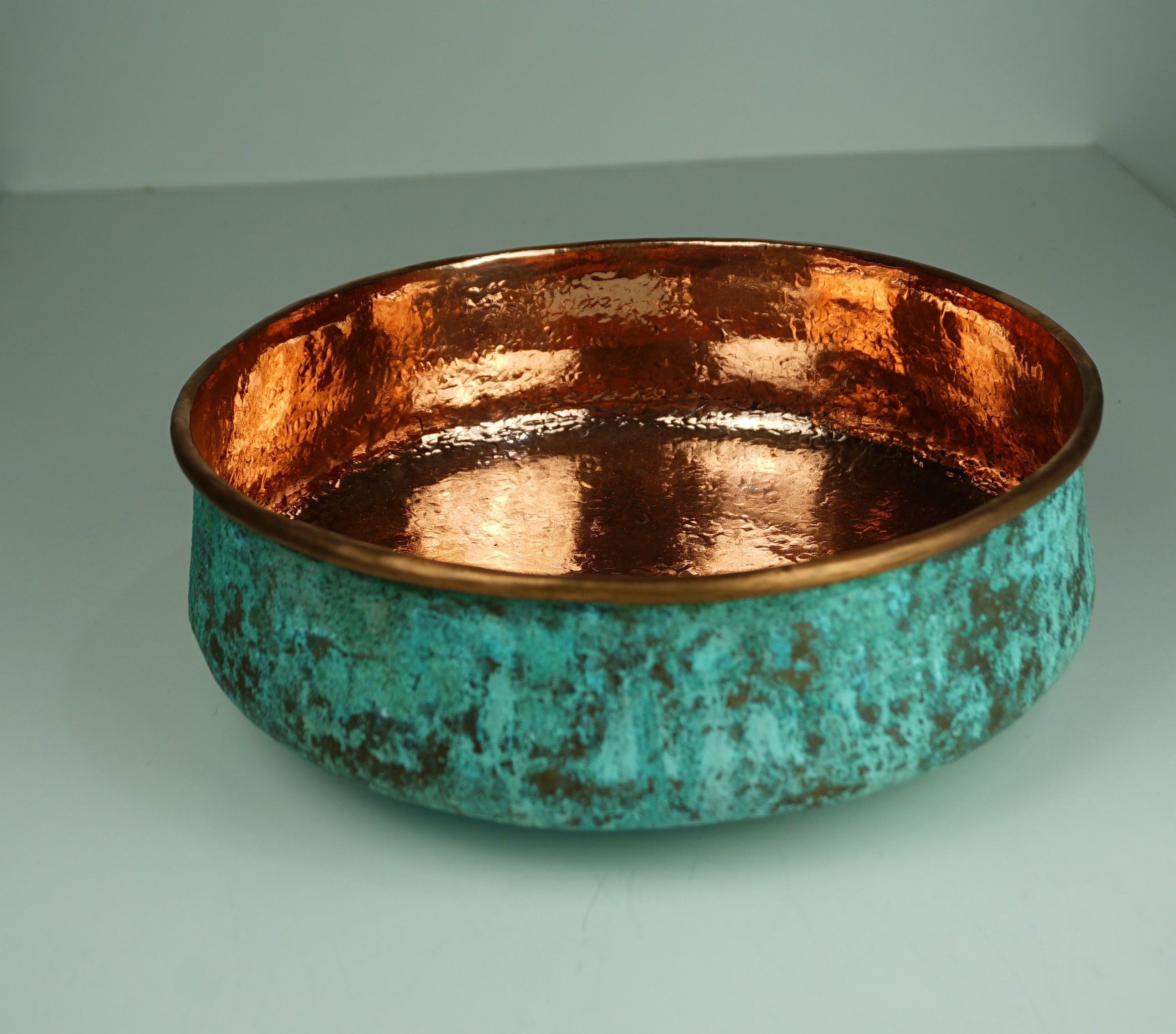 Handmade Natural Copper Patina Bathroom Vessel Sink round Etsy