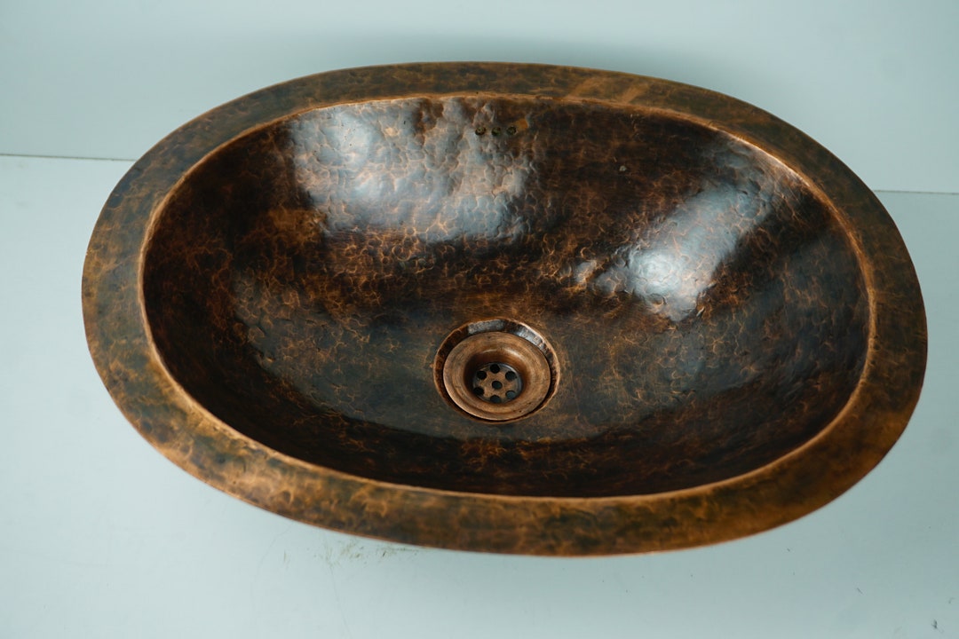 Aged Solid Brass Undermount Sink Bathroom rustic Brass Oval Etsy
