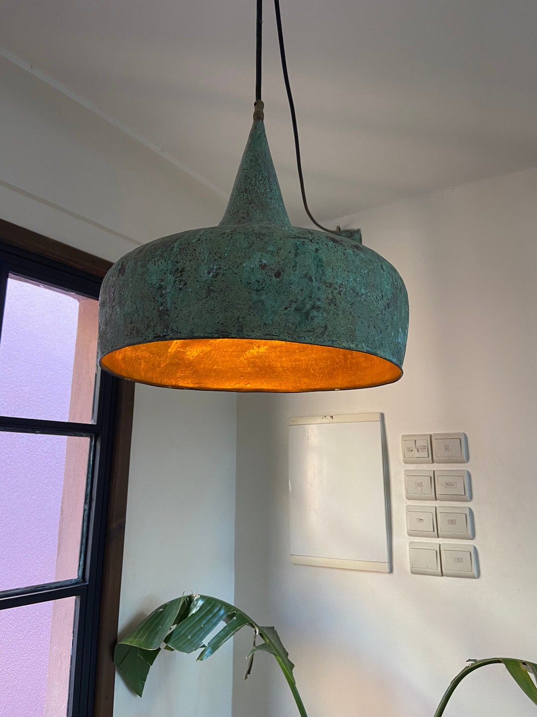 Oxidized Copper Pendant Light Vintage Copper Pendant Light Etsy