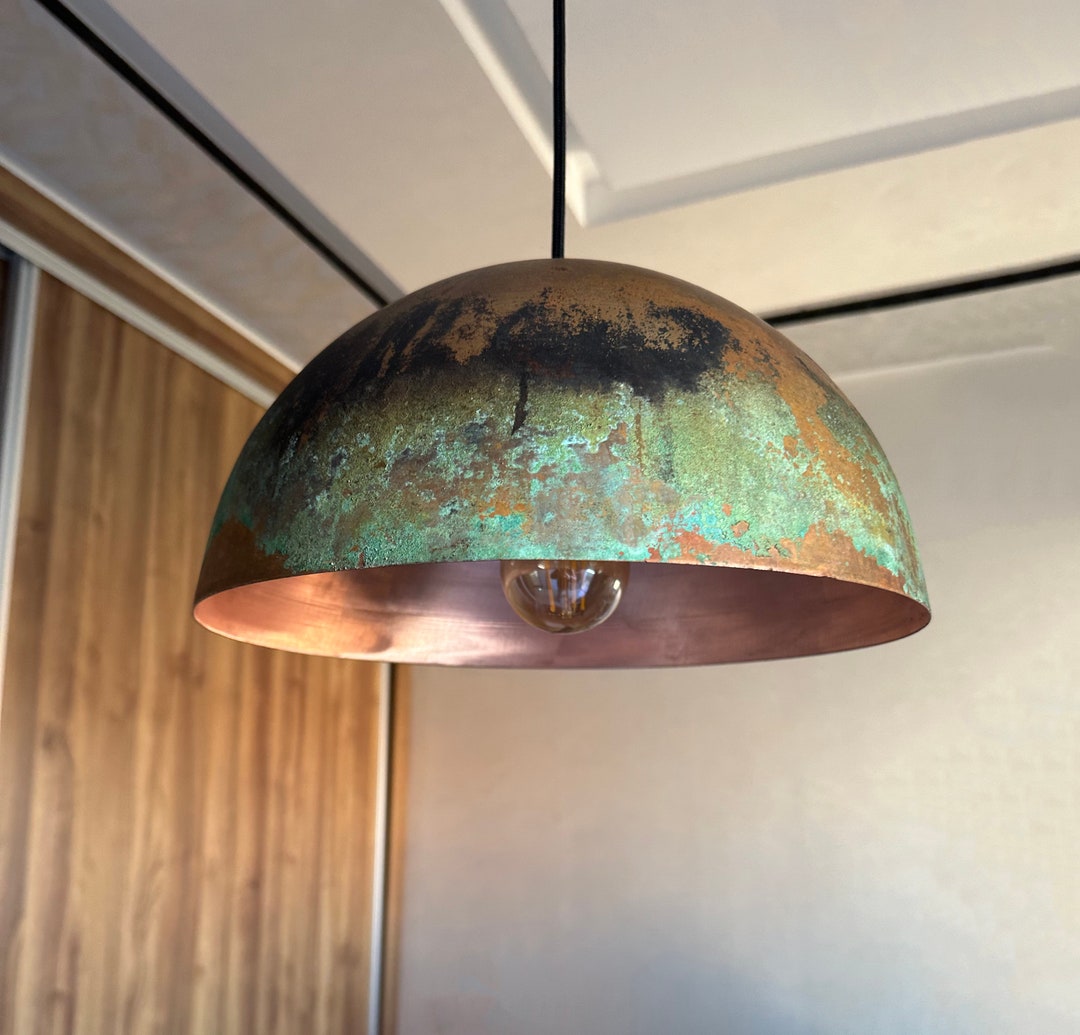 Handcrafted Copper Island Kitchen Lighting , Copper Dome Pendant Light