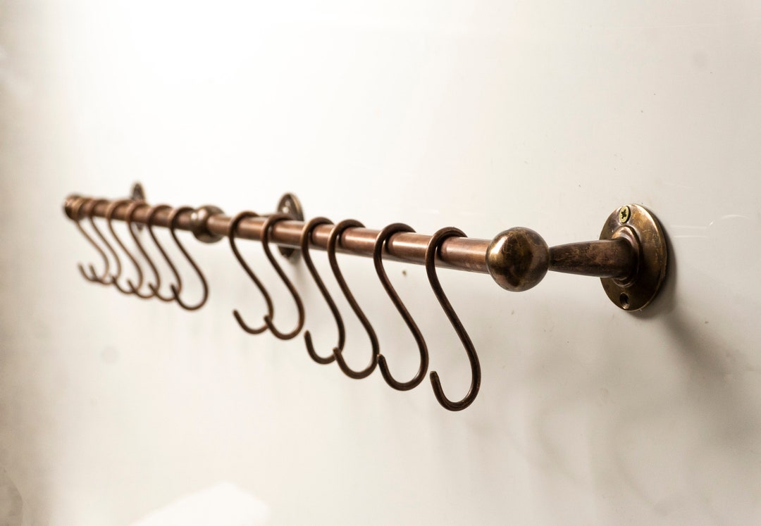 Oil Rubbed Bronze Wall Mounted Pot Rack , Copper Kitchen Rail With