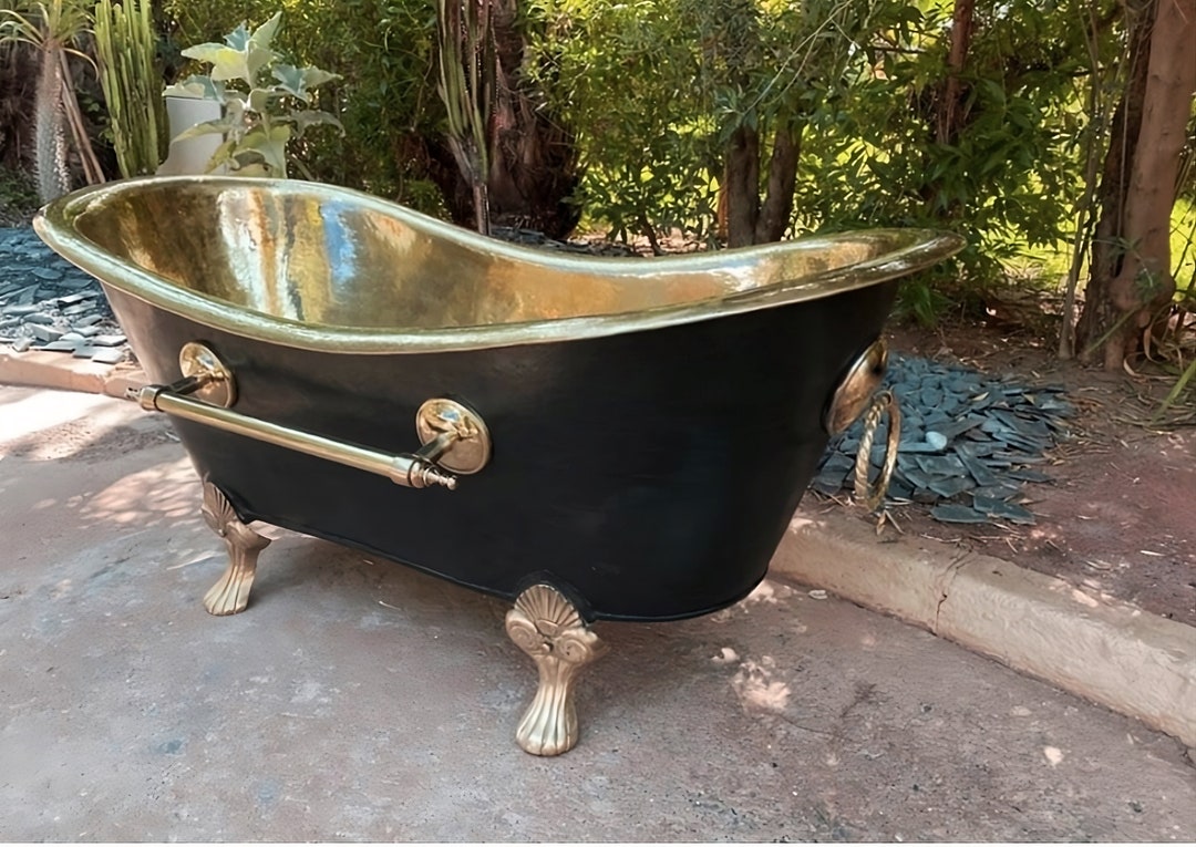 Luxurious Brass Bathtub Black Exterior Brass Bathtub Clawfoot Etsy Australia