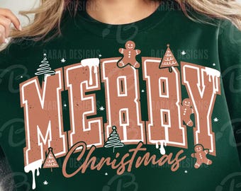 Retro Gingerbread Man Christmas PNG: Girly Holiday Design (Digital Download)