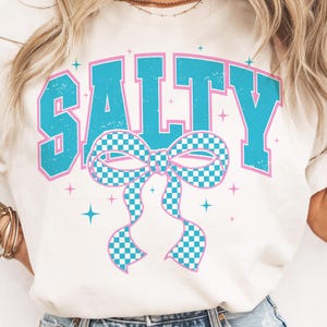 Checkered Salty Vibes Summer Png, Salty Coquette Summer Bow Shirt, Summer Beach Vibes Png Shirt, Coquette Summer Design, Summer Shirt Design