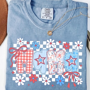 Coquette Floral American Mama Checkered Png, Preppy America Floral Png, USA, 4th Of July Stars Stripe, Girly America Coquette, Patriotic Png