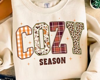 Cozy Season PNG, Embroidery Fall Png, Autumn Png, Retro Halloween Png, Thanksgiving Png, Fall Sublimation Design, Cozy Sublimation Design