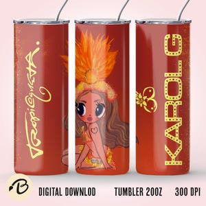 Karol G Tropicoqueta nieuw album 20oz Tumbler Wrap, png PNGEgg | Digitale download | Op latin muziek geïnspireerde kunst voor sublimatie, karol g, kunst png