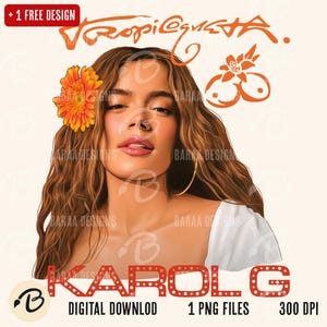 Karol G Handgetekend Tropicoqueta nieuw album, png | Digitale download | Op latinmuziek geïnspireerde kunst voor sublimatie, karol g png, karol g