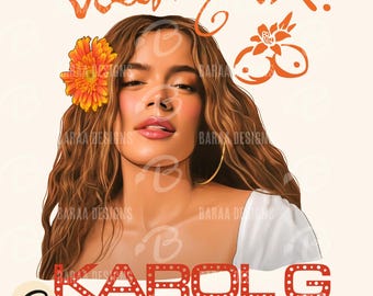 Karol G Hand drawn Tropicoqueta new Album PNG | Digital Download | Latin Music Inspired Art for Sublimation, karol g png, karol g