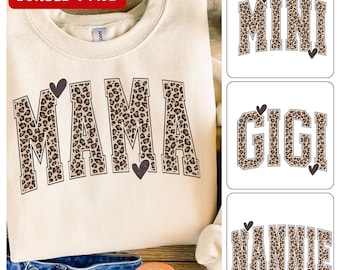 4 PNG Mama Mini Gigi Nannie Leopard mama png, Leopard Mama Png, Mother's Day Png, Mama png, Leopard Print png, Gift for mama png