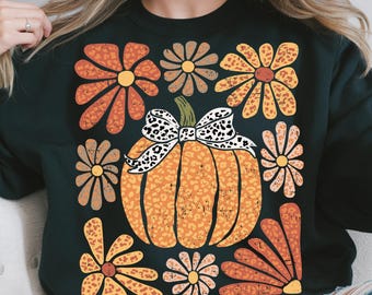 Leopard Pumpkin Png, Boho Fall Floral Png, Preppy Autumn Shirt Design, Girly Fall Vibes Png, Floral Pumpkin Sublimation, Pumpkin Season