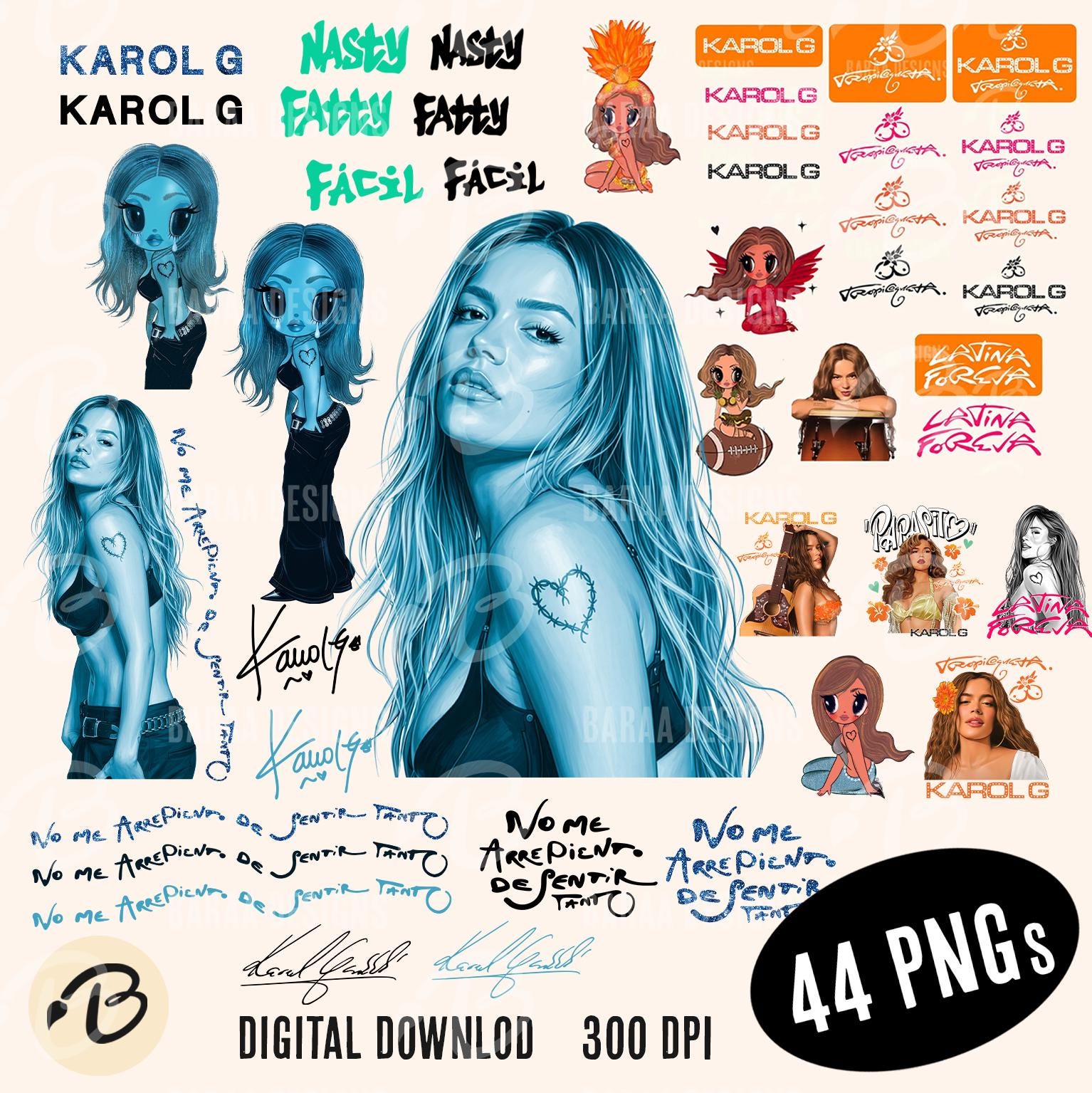 Karol Hand Drawn New Album PNG | Digital Download | Latin Music