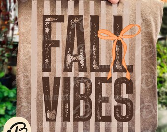 Striped Fall Vibes PNG, Cute Fall Shirt PNG, Girly Fall Bow PNG, Autumn Sublimation Design, Fall Sweatshirt Download