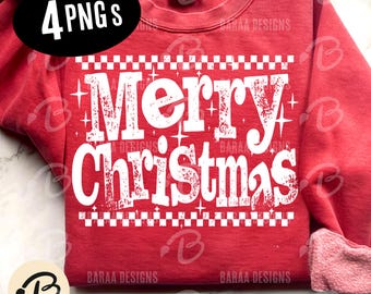 Merry Christmas PNG SVG Bundle, Retro Distressed Holiday Shirt Design Merry & Bright, Christmas Vibes Holly Jolly Print Sublimation