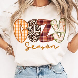 Gemütliche Saison Leopard PNG, Stickerei Herbst Png, Herbst Png, Retro Halloween Png, Thanksgiving Png, Herbst Sublimationsdesign, Gemütliches Design