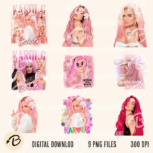Karol G hand drawn bundle manana sera bonito PNG, bichota season png, tumbler wrap jar glass, shirt PNG sublimation, digital download