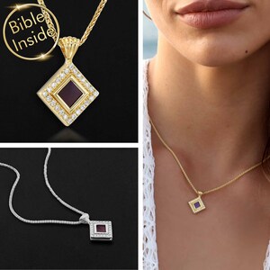 Spiritual Religious Christian Bible Necklace in Gold and Silver - Nano Bible Pendant, A Symbolic Gift with Deep Meaning