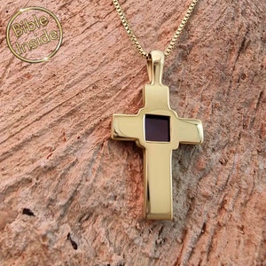 Cross Necklace for Male: Rugged and Refined with Nano Bible Religious Male Gift Durable Cross Necklace Gift for Him Cross Necklace Pendant