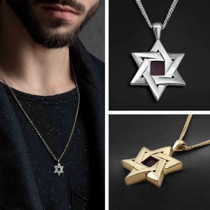 Star of David Pendant for Men with Nano Bible - Meaningful Bar Mitzvah Gift, Jewish Star Necklace, and Exquisite Judaica Jewelry
