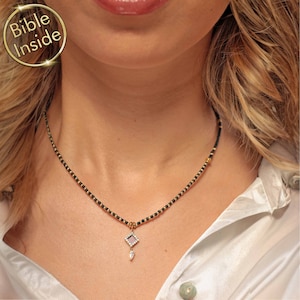 Best Christian Gifts: Elegant Nano Bible Jewelry for Her, Christian Faith Jewelry, Nano Bible Jewelry, Beads Chain, Women Religious Jewelry
